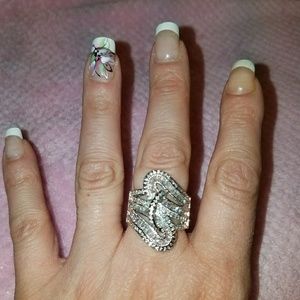 Sterling silver white sapphire ring